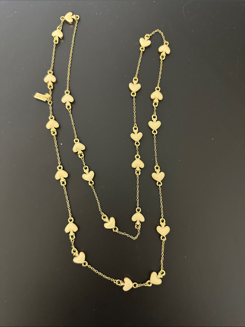 Kate Spade Gold Heart Station Long Necklace - Cream Heart Accent. NWOT